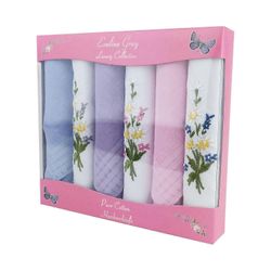 12 kpl naisten ' s/Ladies valkoinen kukka kirjailtu nenä liinat Satiini raita rajoja, 100% puuvillaa Monivärinen Pack Of 6