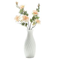 Hvid keramisk lille vase spisestue vase ornament 18cm høj B