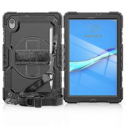 Tablettikotelo Lenovo Tab M10 Hd :lle (2. sukupolvi)10,1" 2020 Tb-306x(f) -kansi sisäänrakennetulla näytönsuojalla 360 astetta Musta