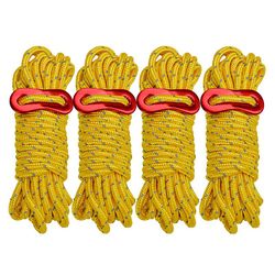 4stk Guy Rope reflekterende snorlinjer med løbere Gul 4mm x 13ft