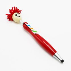 Sevenprin Mop Head Pen Screen Cleaner Stylus Penner Funny Ballpoint Penner 3-i-1 Stylus Pen Duster Morsomme gaver Rød