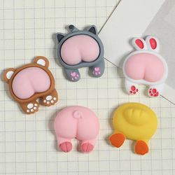 5kpl Resin Charm Cartoon Cute Animal Diy Flat Back Pig Bear Cat Funny Big Butt Resin Decor Scrapbooking tarvikkeet Mengxi Multicolor