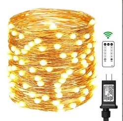 Fairy Lights Plug-in, 10m100 LED kobbertråd fe lys, 33ft varm hvid fe streng lys