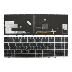 Keyboards4Laptops HP EliteBook 850 G5 med pointer sølv ramme baggrundsbelyst sort fransk layout udskiftning laptop tastatur