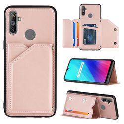 Gangxun Sag For Realme C3 Vintage Cuir Cover Læderetui Kofanger - Rose