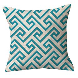 Linkrunning 2-delt pudebetræk linned, geometrisk abstraktion, søblå og hvide striber, moderne og enkel, pudebetræk 18 X 18 tommer