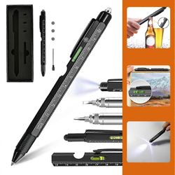 6-in-1 monitoimityökalukynä LED-valolla, ruuvimeisseli, kynä ja pullonavaaja - Kompakti EDC-työkalu miehille, toimistolle, matkoille ja lahjoilleMu...