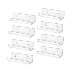 Kirkas vinyylilevyhylly seinäteline 8 pakkaus, akryylialbumin levypidikeen näyttö, vinyylilevyhyllyteline Läpinäkyvä