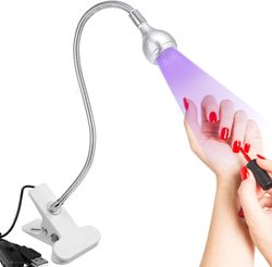 Uv manicure tørrelampe, 3w professionel limhærdningslampe, justerbart hoved, uv uv limlampe, velegnet til tør fingermanicure, sølv