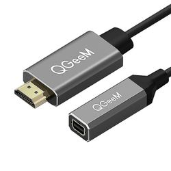QGeeM HDMI yhden ja Mini DP -muuntimen sovitinkaapeli UHD 4K@30Hz pistoke-B10 harmaa