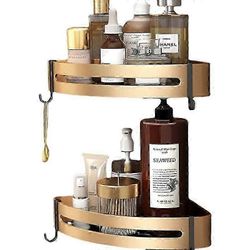 Sarja 2 kulmasuihkuhyllyä ilman porausta liima kylpyhuoneen hylly ruostumattomasta teräksestä valmistettu kolmiokori säilytystila shampoosaippualle...