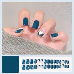 Bærbar negle patch aftagelig blød negle patch gelé lim færdig søm patch wearable nail patch Cremet hvid