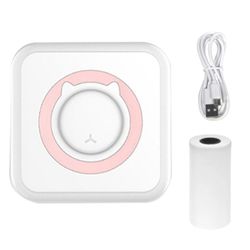 bärbar mini termisk skrivare trådlöst bt fotoetikett memo fel fråga utskrift med USB-kabel Imprimante bärbar skrivare rosa