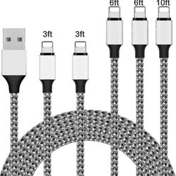 5-pakkaus IPhone Charger Lightning -kaapeli 10ft1 6ft2 3ft2 punottu Iphone-kaapeli Data Sync Transfer Cord C