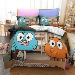 Amazing World Gumball -aiheiset lakanat painettu vuodevaatesetti, jossa on Darwin- ja Anais-pussilakana, saatavana King-, Queen-, Full ja Twin -vär...