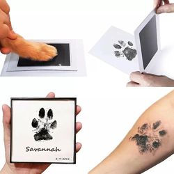 1pc Super Large Pet Dog Cat Baby Håndaftryk eller fodaftryk kontaktløs stempelpude Blå 2 9.5X5.7CM