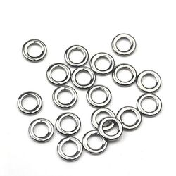 50stk Heavy Duty Fishing Lokker Tackle Connector Solid Rustfrit Stål Ringe 9x6x1.5mm