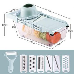 Vegetabilsk Cutter 6 i 1 Gadgets Frukt Slicer Makuleringsmaskiner Gulrot Grater Chopper Multifunksjonell Slicer Peeler Kjøkken tilbehør Blå