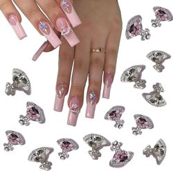 20-pack Nail Art Tillbehör Vit Rosa Planet 3d Glitter Nageltillbehör Med Strass Saturnus Form DIY Design Nagel Ädelstenar Kristall Dekoration