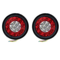 2 stk 16 Led tofargede baklykter Runde baklykter For lastebiler Bremsestopp Blinklys Baklys For biler Lastebiler Tilhengere 2pcs red white