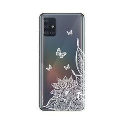 Crazy Kase Skrog til Samsung Galaxy A51 Blød Mandala blomst og hvide sommerfugle