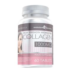 Evolution Slimming Hydrolyserat kollagen höghållfasta 1000 mg för hår, hud och naglar + Vitamin C - 60 tabletter - hud och gemensamma hälsa - Evolu...