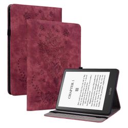 Amazon Kindle Paperwhite (2024) nahkakotelokortin pidikkeelle Rose Flower E-Reader -kansi Monivärinen Style D