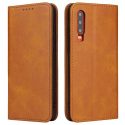Huawei P30 læder mobiltelefon taske Gul