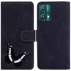 Etui til Realme 9 Pro Plus Butterfly Cover Premium Læder Magnetisk- Pink Sort