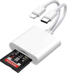 SD-kortinlukija iPhone iPadille, USB C SD -kortinlukija, jossa MicroSD / SD-kaksoiskorttipaikka, tyypin C OTG-sovitin, kamerakortin katseluohjelman...
