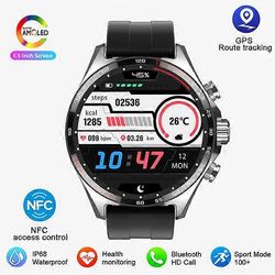 varten HUAWEI GT4 Pro GPS Smart Watch aikuisten kuntokello Näytä aina HD-näyttö NFC BT Call Smartwatch aikuiset IP68 vedenpitävä hopea