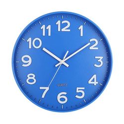Biplut 12 tuuman seinäkello Erittäin tarkka akkukäyttöinen helppolukuinen hiljainen tikittämätön kvartsikelloseinä Sininen