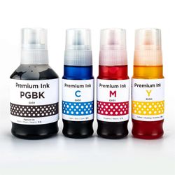 Sett med 4 blekkflasker (140 ml/70 ml) som erstatter Canon GI-51-kompatibel/ikke-OEM fra Go Inks Svart/cyan/magenta