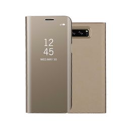 Samsung Galaxy Note 8 N950 -pinnoitetulle peilipinnalle Näytä nahkainen puhelinkotelo jalustalla Monivärinen Gold