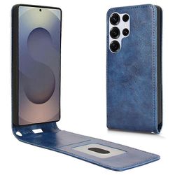 Samsung Galaxy S25 Ultra -kotelo korttipaikalla magneettinen pystysuora läppänahkainen puhelimen kuori - dar Monivärinen Dark Blue