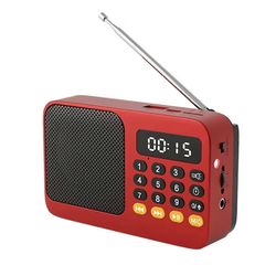 FM-radio DAB-radio kannettava pieni hätä reloadable kinkku bluetooth-äänilaatikko mini vintage-musiikkikaiutin mp3-soitin d Punainen