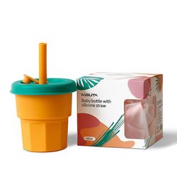 Gangxun Foldbar silikone kop sippy kop med halm, spild bevis og skridsikre håndtag, ingen Bpa, ubrydelig, Kids Bambus Cups - Kids Baby Cups med Sil...