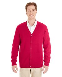 Menn V-hals Button Cardigan genser Rød M