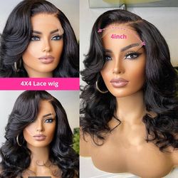 Body Wave Short Bob Paryk 5x1 T Del Paryk Peruviansk Menneskehår Paryk Deep Wave Frontal Paryk Løs Bølget Menneskehår Parykker til Sorte Kvinder so...