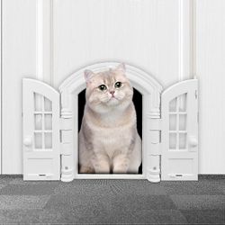 Ranskalainen kissan ovi, tyylikäs läpätön kissan ovi sisäovi kissoille enintään 20 paunaa, helppo asentaa, lemmikkieläinten sisäovi