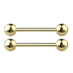 14G G23 implanttilaatuiset täystitaaniset nännipalkit, PVD-pinnoitettu, sisäkierteitetty, myydään parina