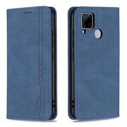 Kompatibel med Oppo Realme C15 / c12 / c25 Case Wallet Magnetisk lukning Foldbar Beskyttende tyverisikringsbørstedæksel - Blå