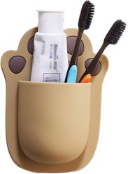 Linkrunning Vægmonteret Brown Bear Claw Shape Silikone Tandbørste Barbermaskine Holder