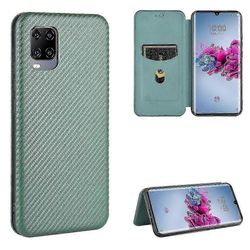 Yhteensopiva Zte Axon 11 5G hiilikuitunahkakotelon kanssa Folio Flip suojaava magneettinen kansi Etui Coque Vihreä