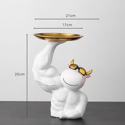 Fantasia Creative Kirin Arm Muskel Cow Bakke Ornamenter Entry Key Opbevaring Desktop Tea Table Living Room Bløde dekorationer hvid