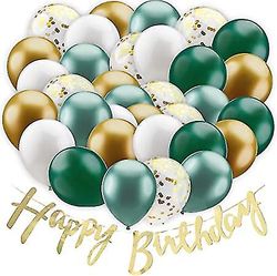60stk Balloner Tillykke med fødselsdagen Krans dekoration Fødselsdag Grøn Hvidguld Ballon Indretning