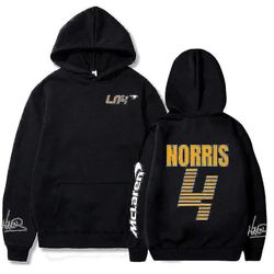 Mclaren F1 hættetrøje Lando Norris 4 bogstaver print Mænds og kvinders sweatshirt efterår / vinter afslappet mode gade stor hættetrøje, 2,2 L