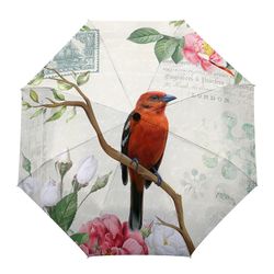 Eläin Lintu Kukat Lehdet Oksakasvi Mukautetut automaattiset sateenvarjot naisille Mies Tuulenpitävä Taitettava sadesateenvarjo Päivänvarjo HZF02813