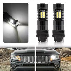 Yhteensopivat 2kpl Xenon valkoinen 3157 P27 / 7W P27 7W T25 LED-polttimot Jeep Compass 2014 2015 2016 2017 Grand Cherokee WK2 päiväajovalo