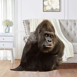 Kerota Gorilla Animal Blanket Bedding Throw Super Soft Cozy Flanelli Pehmohuopa Koko poikatytöille Aikuiset Sohvasohva Suuri aikuisille 60x50in 150...